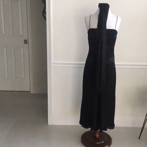 Anne Klein-6-Black Silk dress w/ shawl